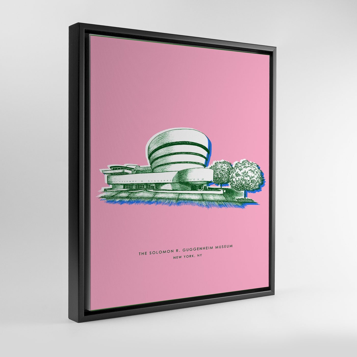 New York Guggenheim Print Gallery Print Pink Canvas / 8x10 / Black Frame Katie Kime