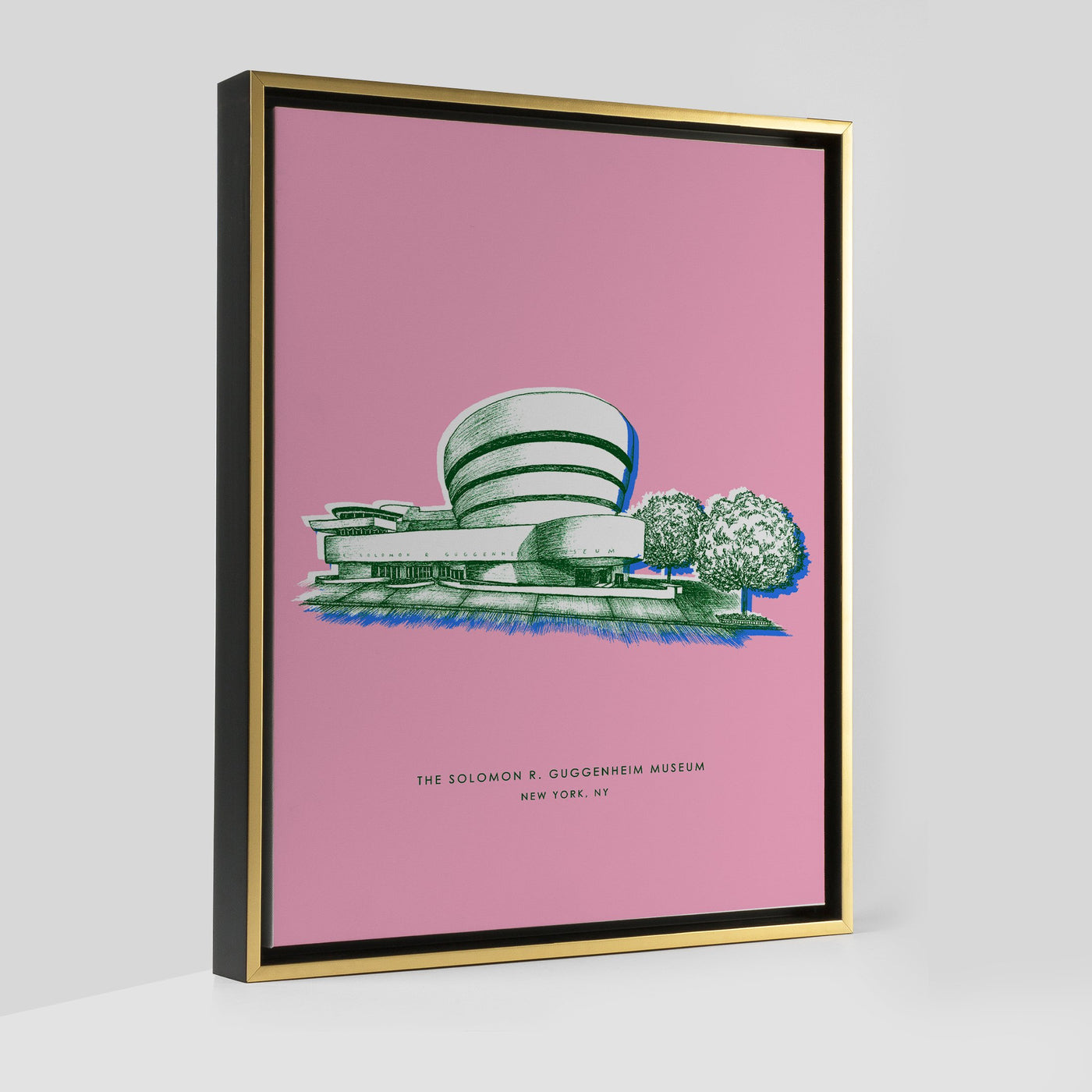 New York Guggenheim Print Gallery Print Pink Canvas / 8x10 / Gold Frame Katie Kime