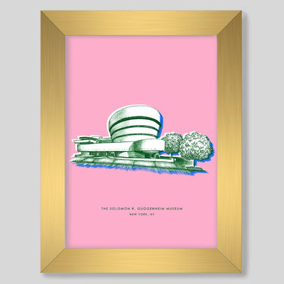 New York Guggenheim Print Gallery Print Pink Print / 8x10 / Gold Frame Katie Kime