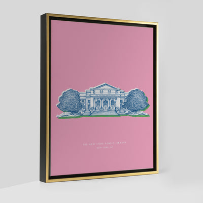 Gallery Prints Pink Canvas / 8x10 / Gold Frame New York Library Print Katie Kime