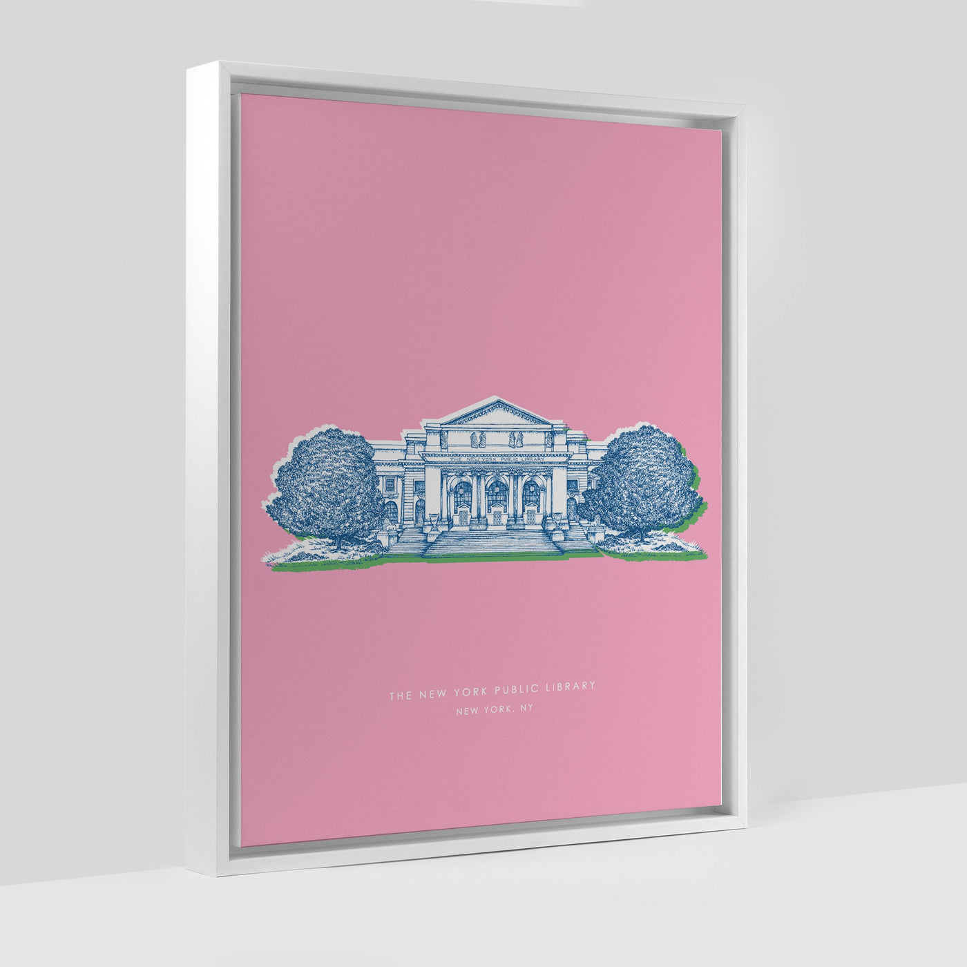 New York Library Print Gallery Print Pink Canvas / 8x10 / White Frame Katie Kime