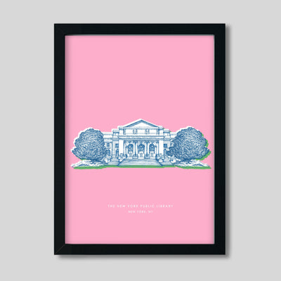 New York Library Print Gallery Print Pink Print / 8x10 / Black Frame Katie Kime