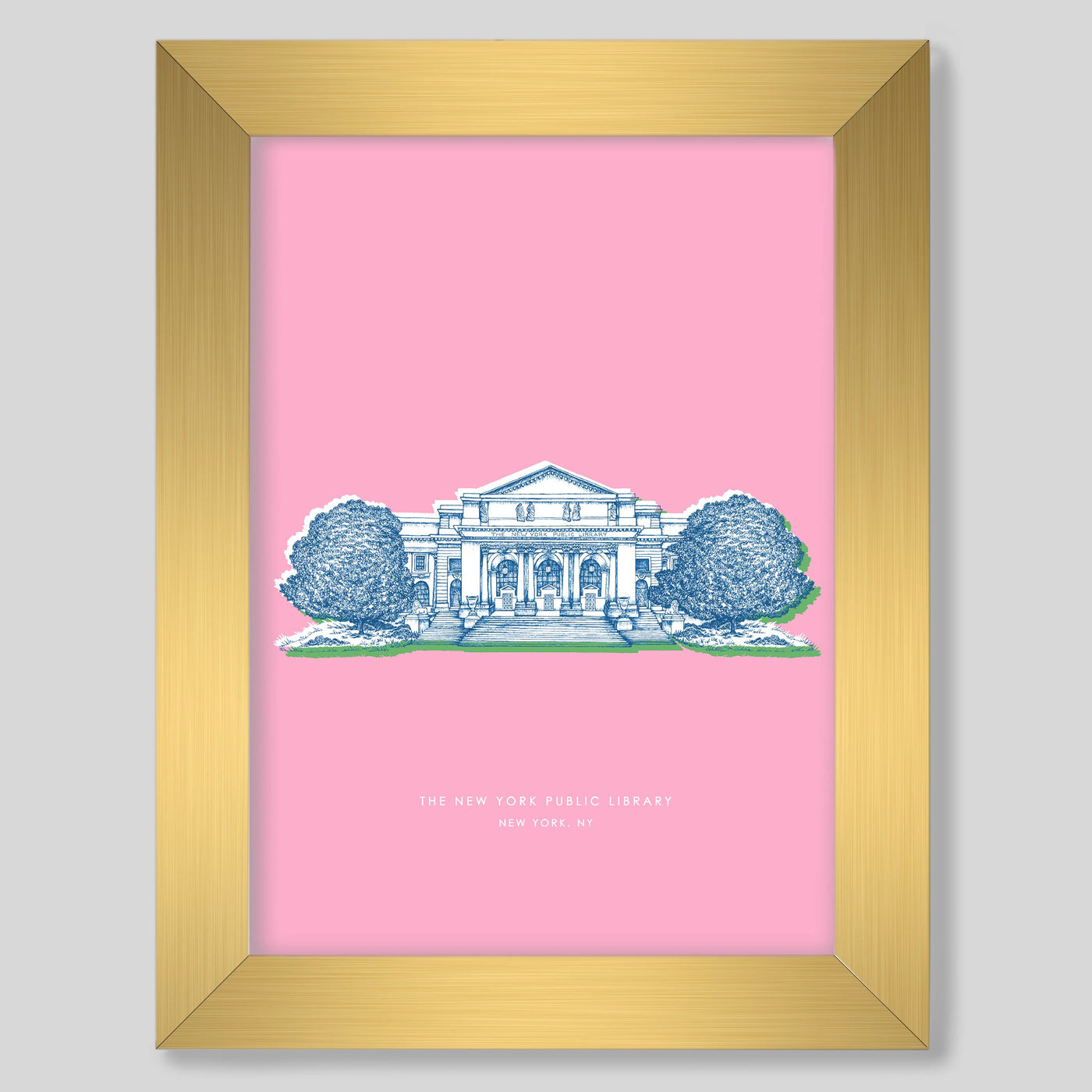 Gallery Prints Pink Print / 8x10 / Gold Frame New York Library Print Katie Kime