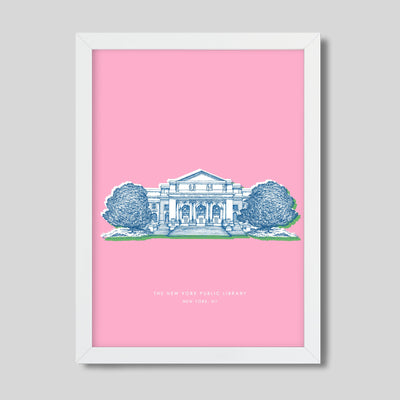 New York Library Print Gallery Print Pink Print / 8x10 / White Frame Katie Kime