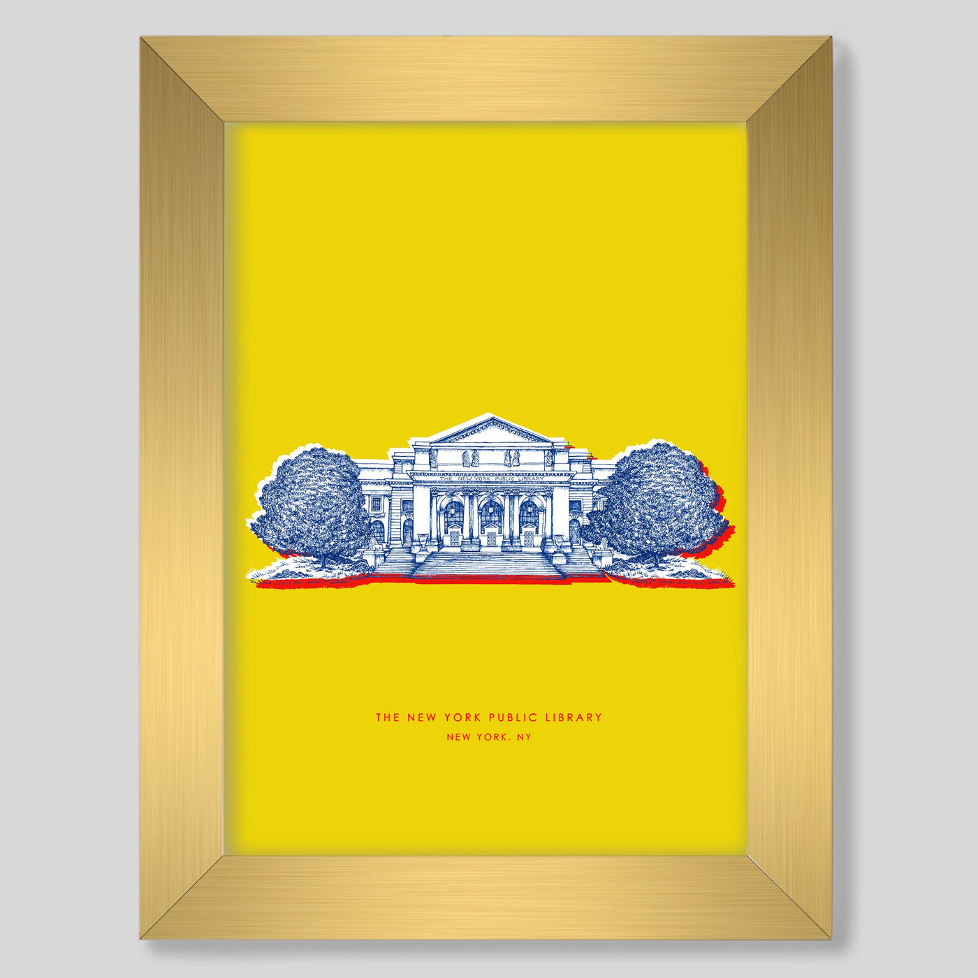 New York Library Print Gallery Print Yellow Print / 8x10 / Gold Frame Katie Kime