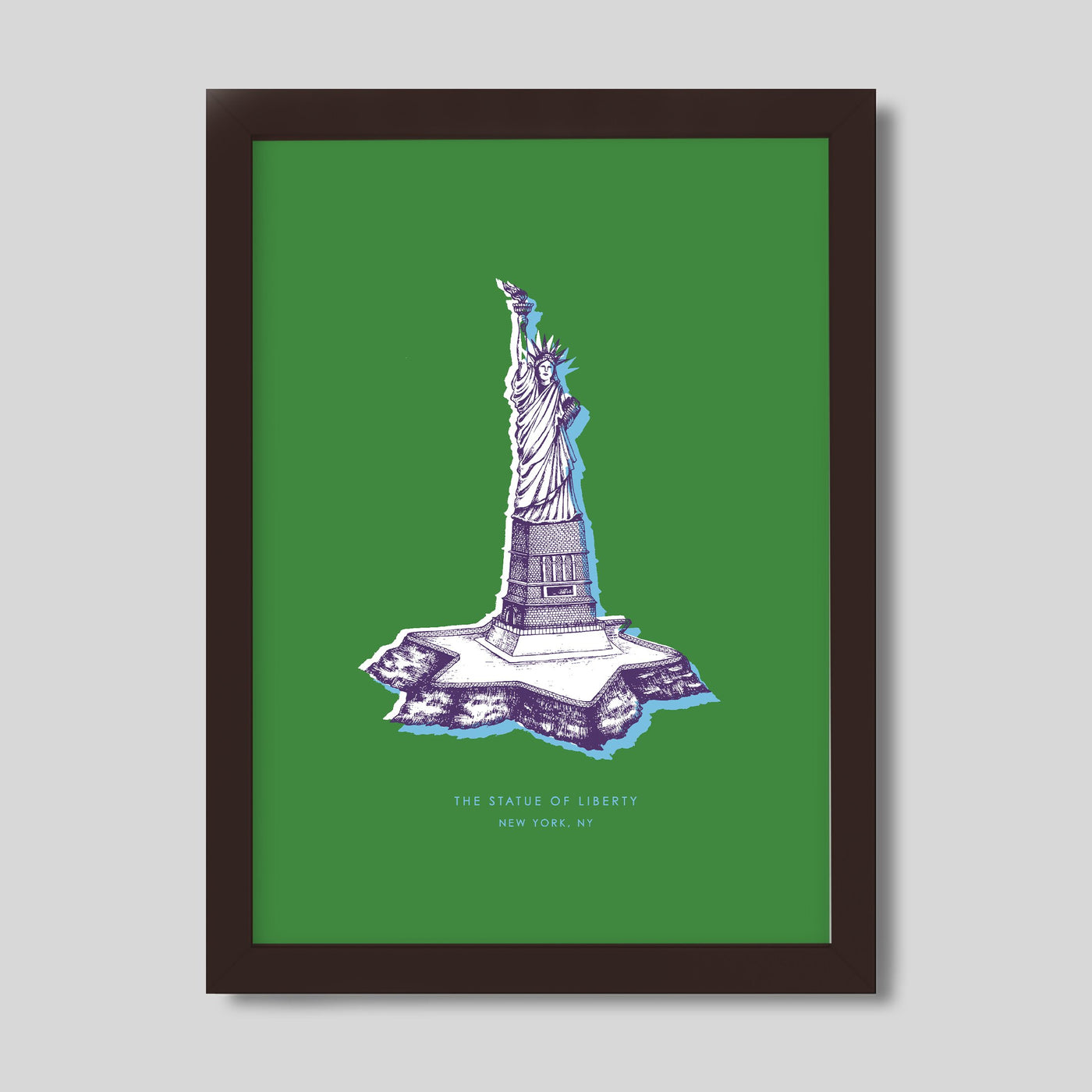 New York Statue of Liberty Print Gallery Print Green Print / 8x10 / Walnut Frame Katie Kime
