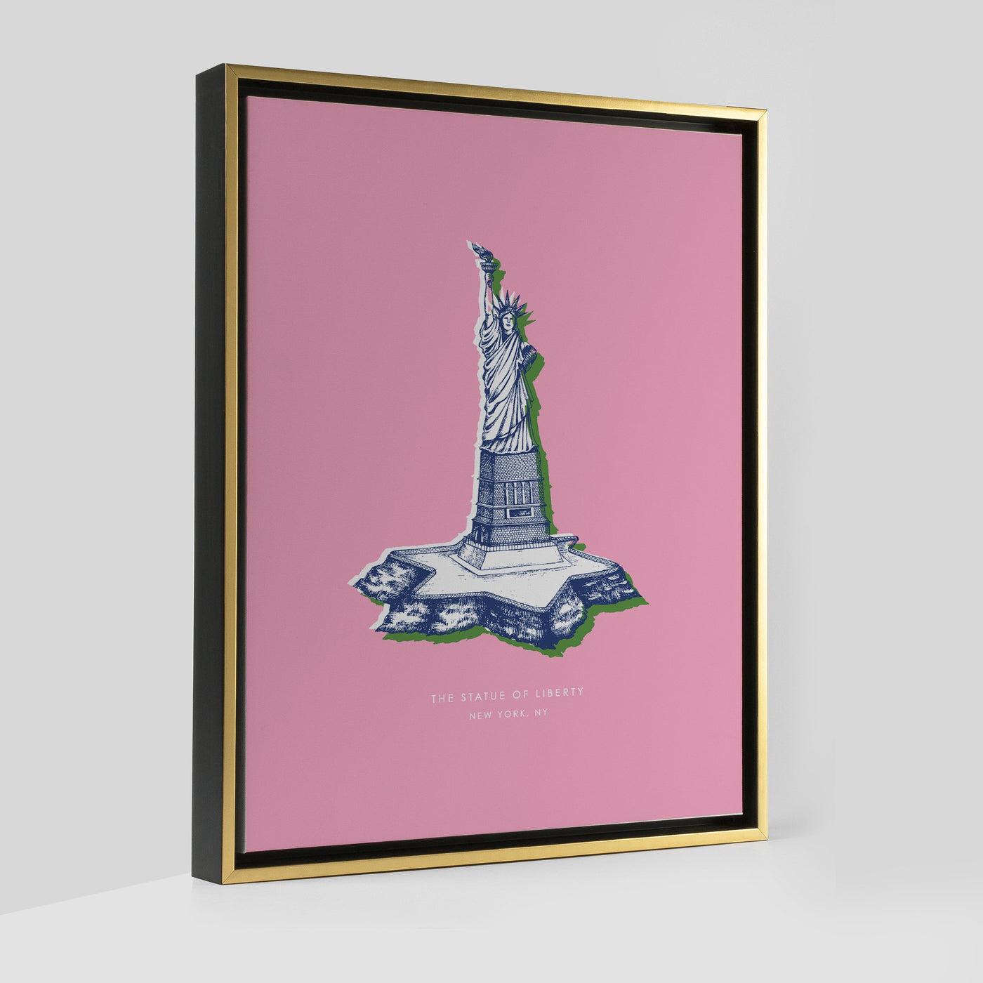 New York Statue of Liberty Print Gallery Print Pink Canvas / 8x10 / Gold Frame Katie Kime