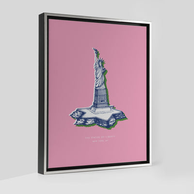 New York Statue of Liberty Print Gallery Print Pink Canvas / 8x10 / Silver Frame Katie Kime