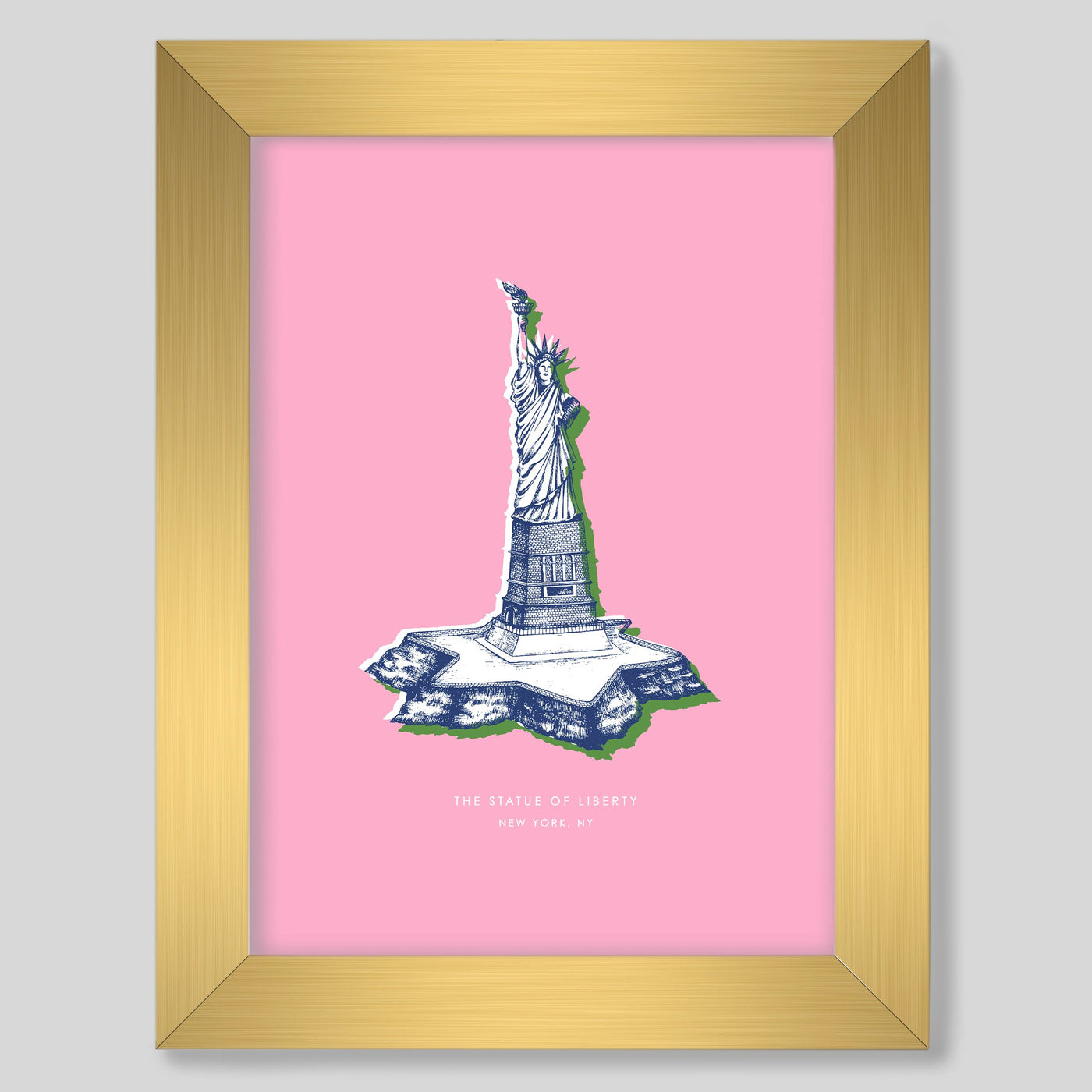 New York Statue of Liberty Print Gallery Print Pink Print / 8x10 / Gold Frame Katie Kime