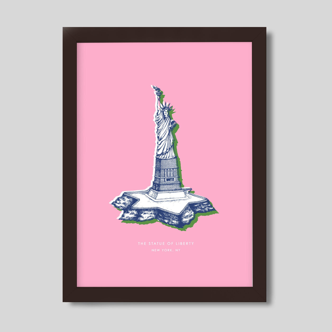 New York Statue of Liberty Print Gallery Print Pink Print / 8x10 / Walnut Frame Katie Kime
