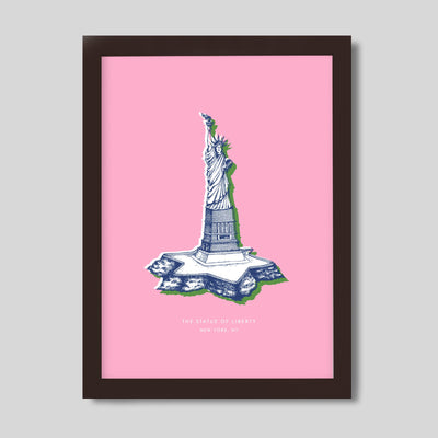 New York Statue of Liberty Print Gallery Print Pink Print / 8x10 / Walnut Frame Katie Kime