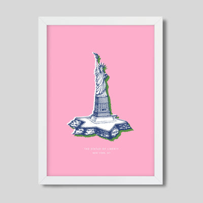 New York Statue of Liberty Print Gallery Print Pink Print / 8x10 / White Frame Katie Kime