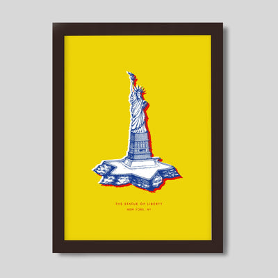 New York Statue of Liberty Print Gallery Print Yellow Print / 8x10 / Walnut Frame Katie Kime
