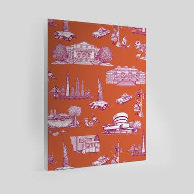 New York Toile Canvas Gallery Print Orange/Magenta / 8x10 / Unframed Katie Kime