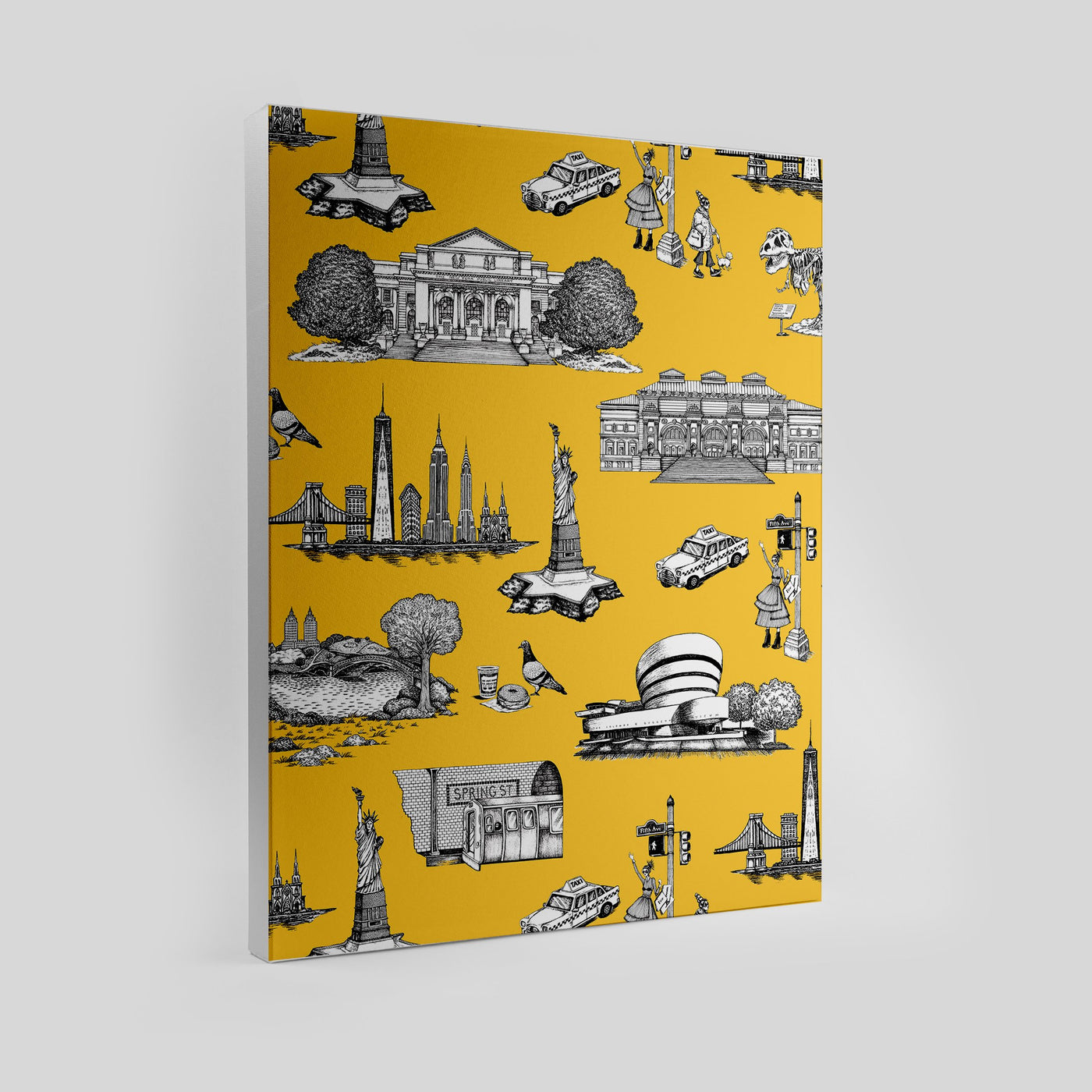 New York Toile Canvas Gallery Print Yellow / 8x10 / Unframed Katie Kime