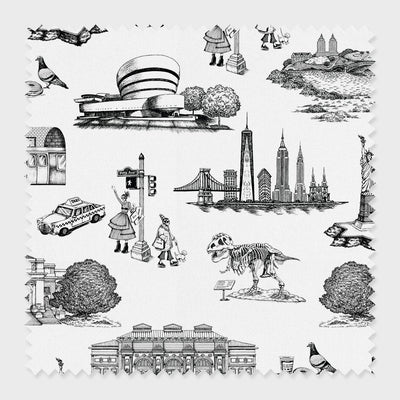 New York Toile Fabric Fabric By The Yard / Cotton / Black Katie Kime