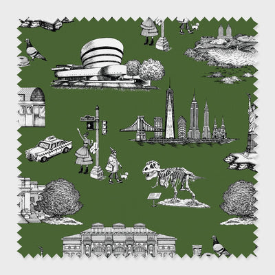 New York Toile Fabric Fabric By The Yard / Cotton / Hunter Katie Kime