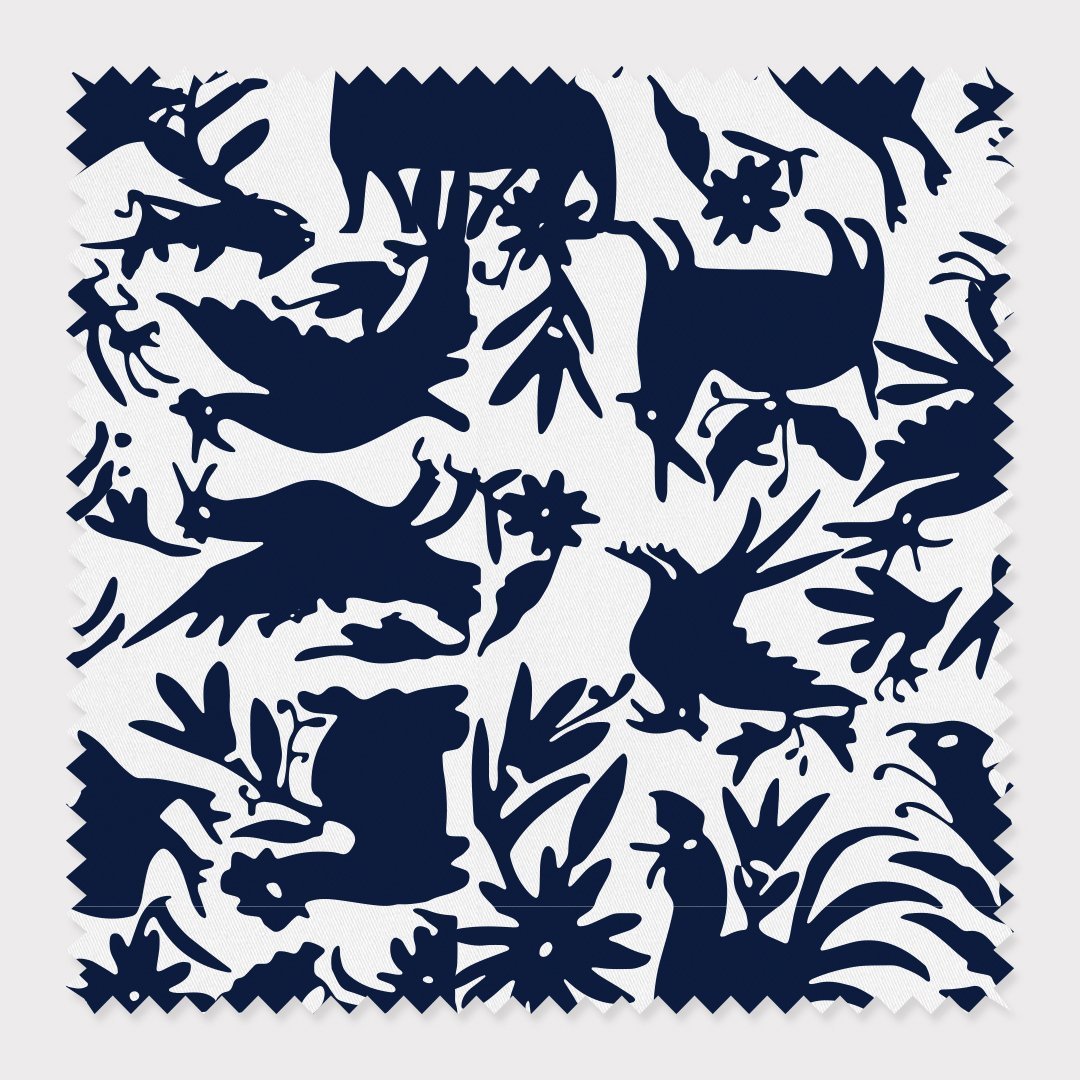 Otomi Fabric Fabric By The Yard / Cotton / Navy Katie Kime