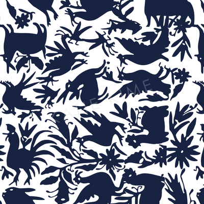 Otomi Traditional Wallpaper Wallpaper Navy / Single Roll Katie Kime