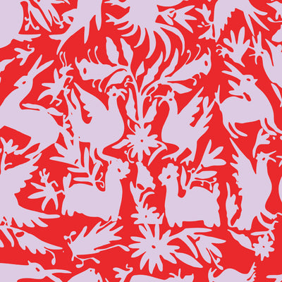 Otomi Traditional Wallpaper Wallpaper Red Lilac / Single Roll Katie Kime