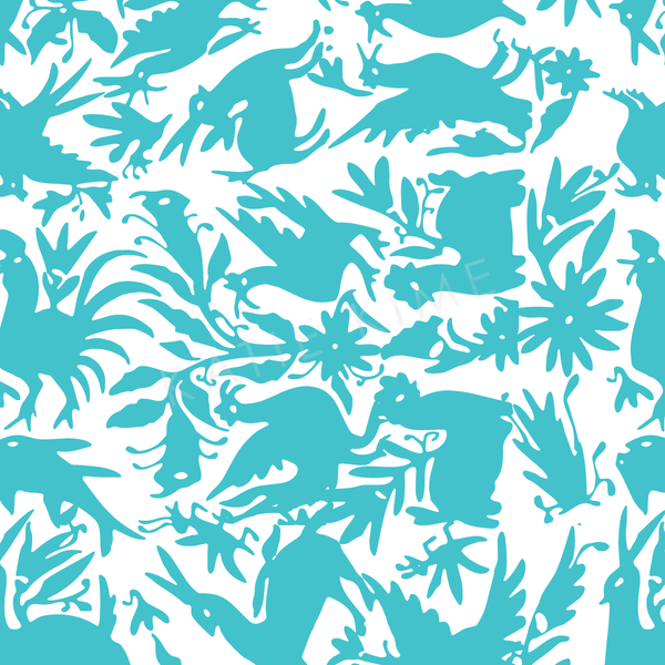 Wallpaper Single Roll / Turquoise Otomi Wallpaper Katie Kime