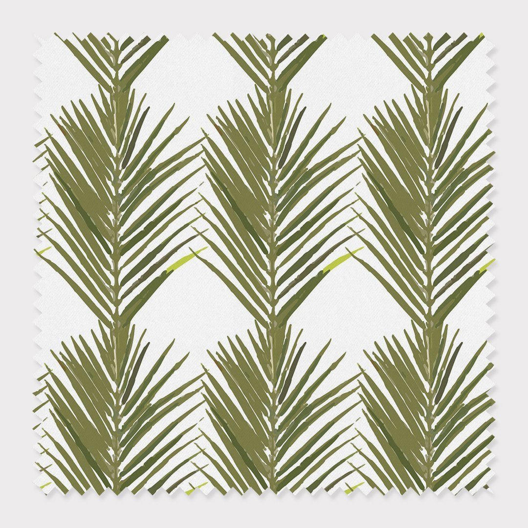 Palms Fabric Fabric By The Yard / Cotton / White Katie Kime