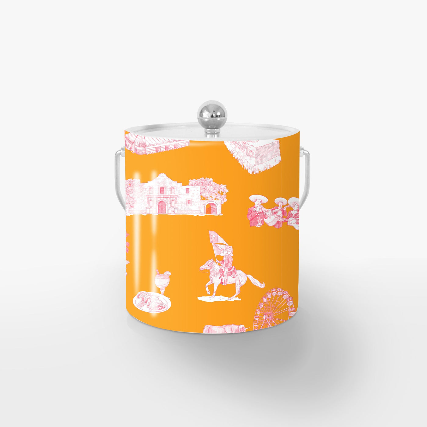 Ice Bucket Gold / Orange Pink San Antonio Toile Ice Bucket Katie Kime