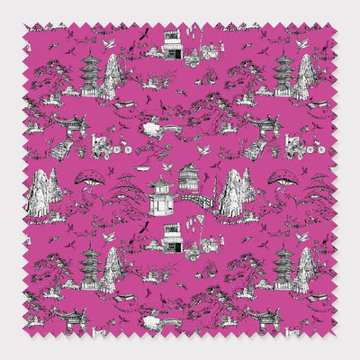 Shangri La Toile Fabric Fabric Cotton / Pink / By The Yard Katie Kime
