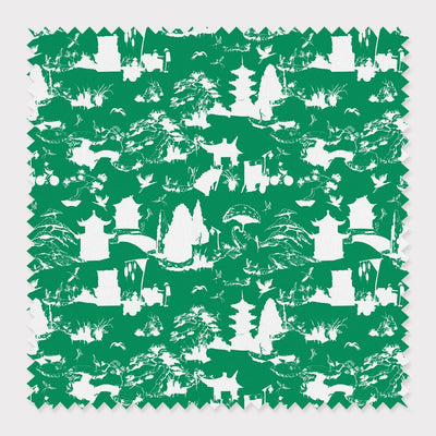 Shangri La Toile Fabric Fabric Cotton / Green / By The Yard Katie Kime