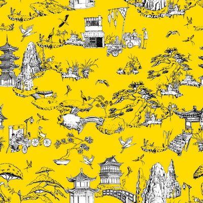 Shangri La Traditional Wallpaper Wallpaper Yellow / Double Roll Katie Kime