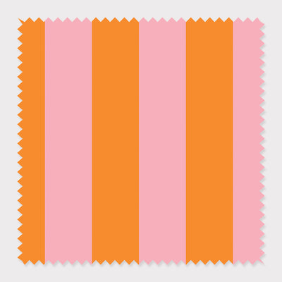 Fabric Cotton Twill / By The Yard / Pink Orange Stripes Fabric Katie Kime