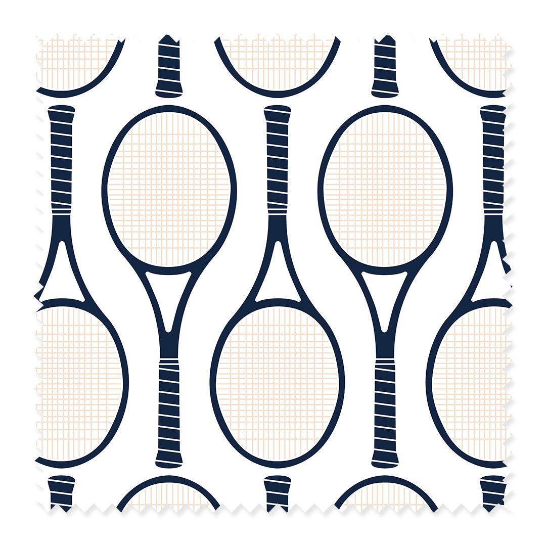 Fabric Cotton Twill / By The Yard / Navy Tennis Racket Fabric Katie Kime