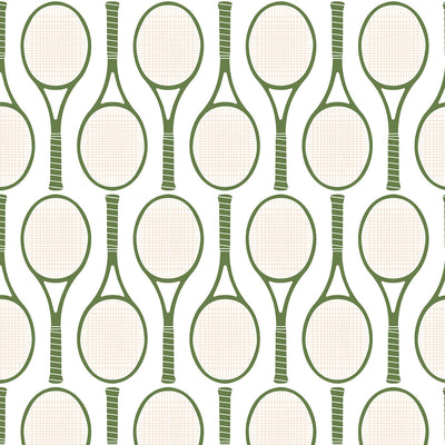 Tennis Time Peel & Stick Wallpaper Peel & Stick Wallpaper Green / 24"x 48" Katie Kime