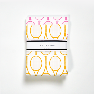 Tea Towel Pink/Orange Tennis Time Tea Towel Set Katie Kime