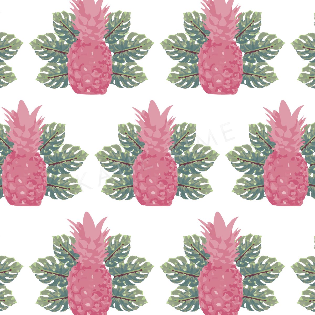Spring Pineapples Traditional Wallpaper Wallpaper Pink / Double Roll Katie Kime